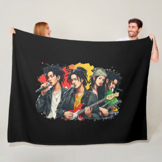 Manta Polar Banda de Reggae Coreana Gráfica de Guitarra