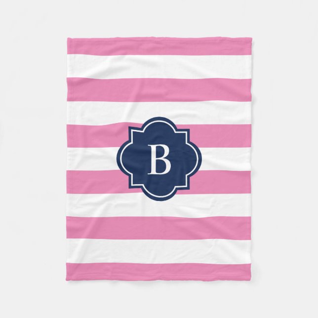 Manta Polar Banda monográfica marina y rosa | Fleece Blanket (Anverso)