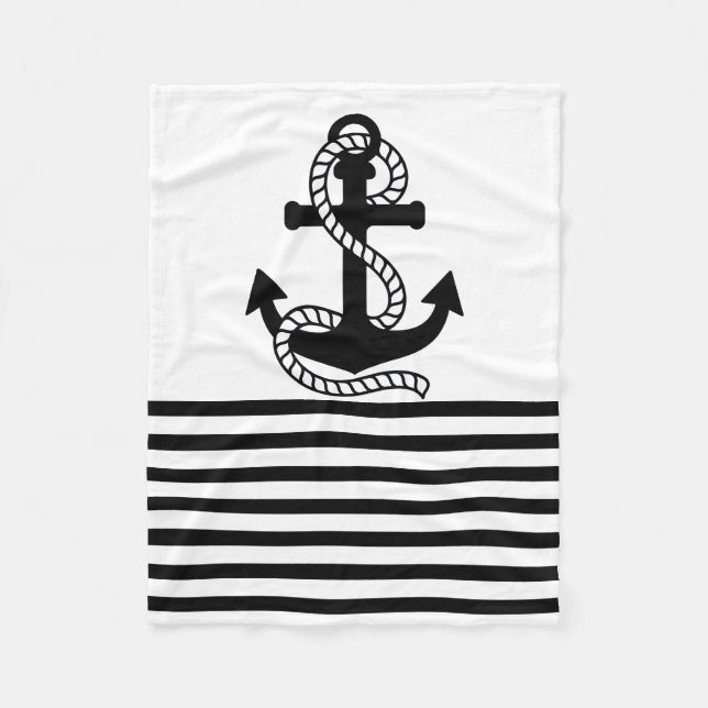 Manta Polar Banda náutica blanca y negra (Anverso)