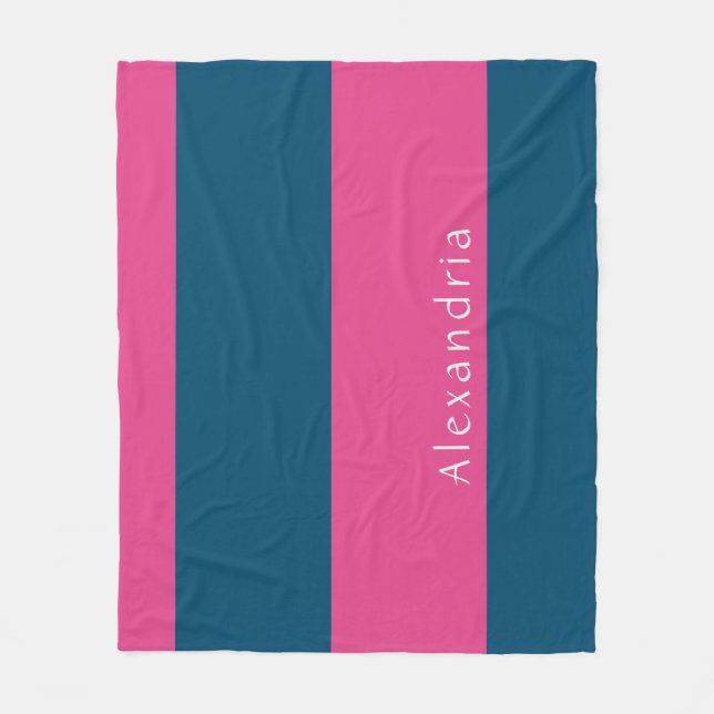 Manta Polar Banda personalizada azul rosa (Anverso)