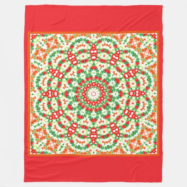 Manta Polar Bandana Shawl, Naranja brillante, verde (Anverso)