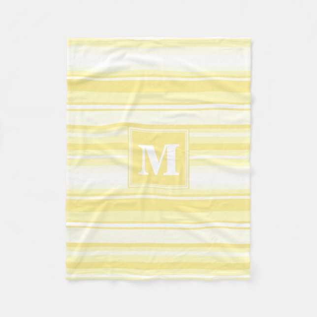 Manta Polar Bandas amarillas de limón monogramo (Anverso)