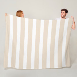 Manta Polar Bandas anchas, crema y blanco