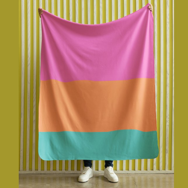 Manta Polar Bandas anchas Naranja rosa y azul moderno (Subido por el creador)