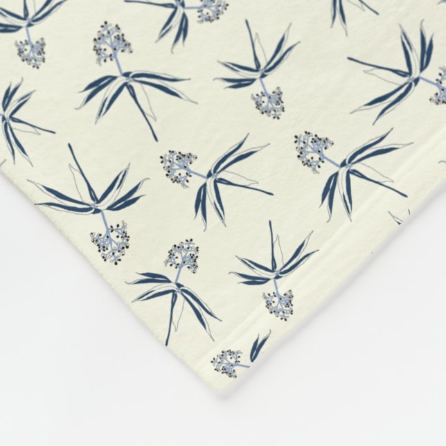 Manta Polar Bandas azules en crema - patrón sin fisuras. (Esquina)