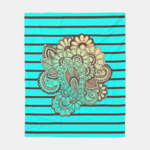 Manta Polar Bandas BG Patrón de color turquesa ancho + paisaji