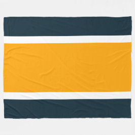 Manta Polar Bandas blancas amarillas anchas negrita Bordes azu