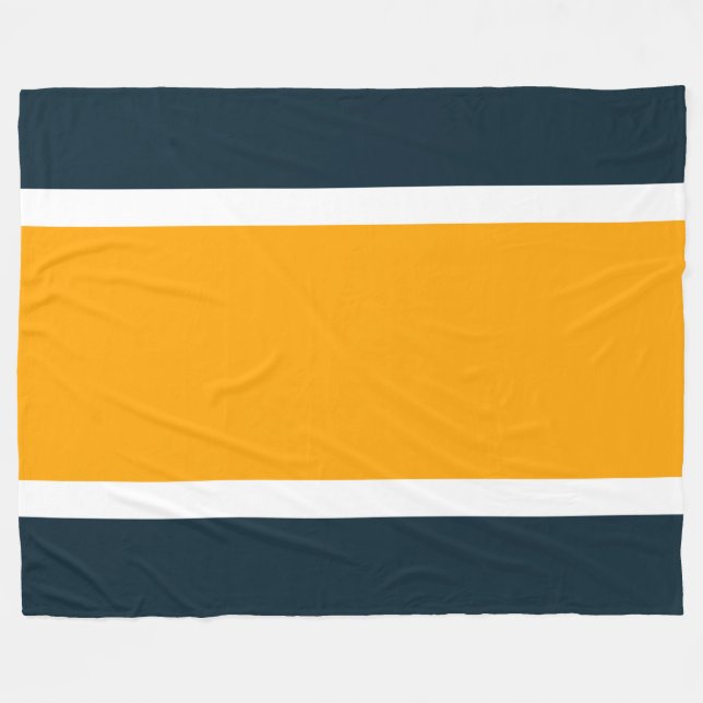 Manta Polar Bandas blancas amarillas anchas negrita Bordes azu (Frente (Horizontal))