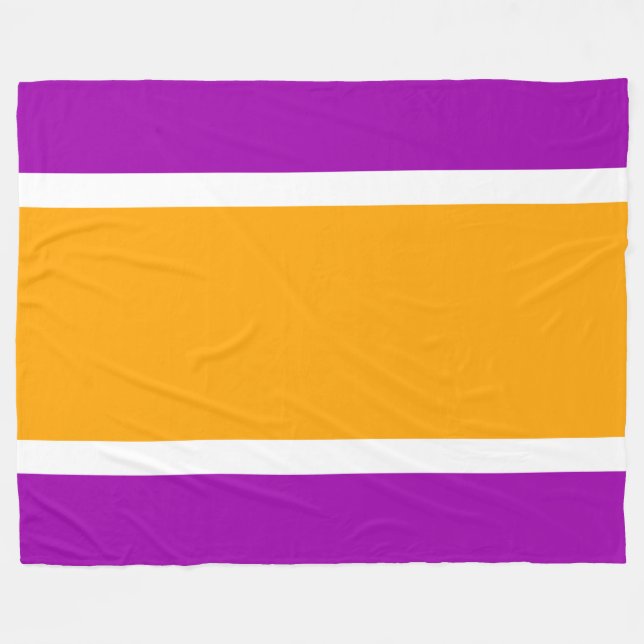 Manta Polar Bandas De Carreras Blanca Amarilla En Bordes Púrpu (Frente (Horizontal))