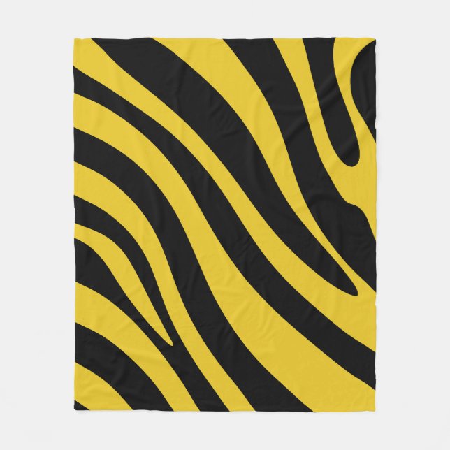 Manta Polar Bandas de cebra audaces en amarillo y negro (Anverso)