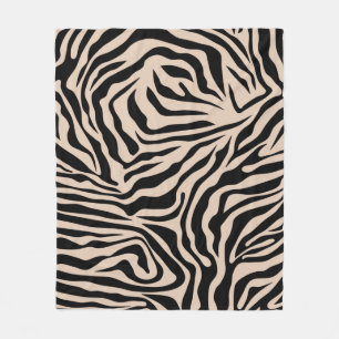 Manta Polar Bandas de cebra Crema Beige Negro Animales salvaje