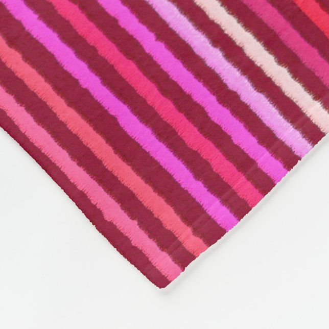 Manta Polar Bandas de Chalk - Borgoña, Violeta, Rosa (Esquina)