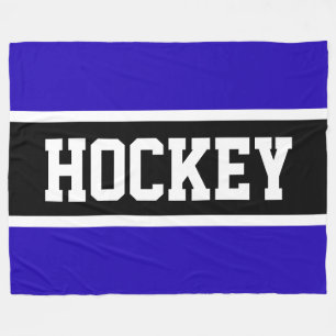 Manta Polar Bandas de HOCKEY blanco azul brillante negro negri