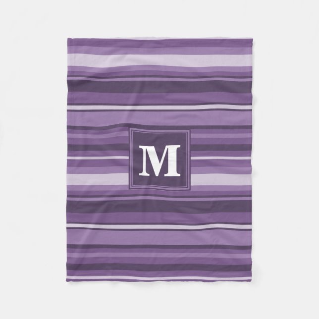 Manta Polar Bandas de lavanda monogramo (Anverso)