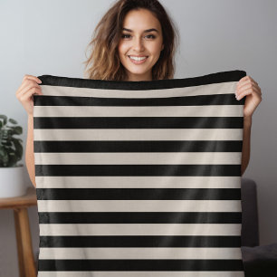 Manta Polar Bandas de negro y marfil   Decoración moderna de u