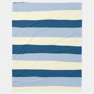 Manta Polar Bandas desiguales: azul oscuro, azul claro y crema