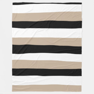 Manta Polar Bandas desiguales - Taupe, negro y blanco