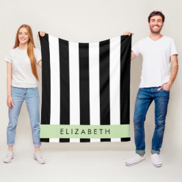 Manta Polar Bandas en blanco y negro, rayas, líneas, nombre