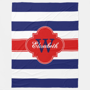 Manta Polar Bandas LG Rojas Azules de la Marina Blanca Quatref