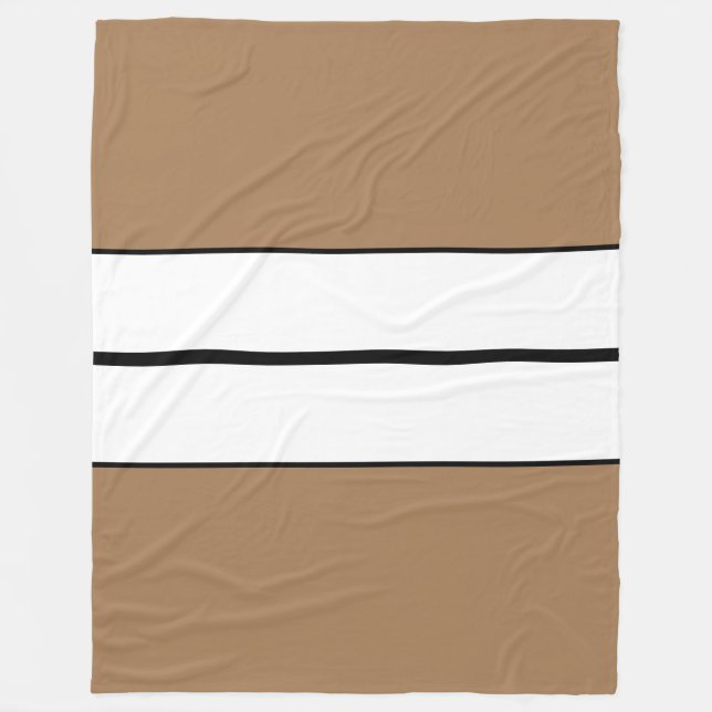 Manta Polar Bandas modernas de Carreras blanca negra en Mocha  (Anverso)