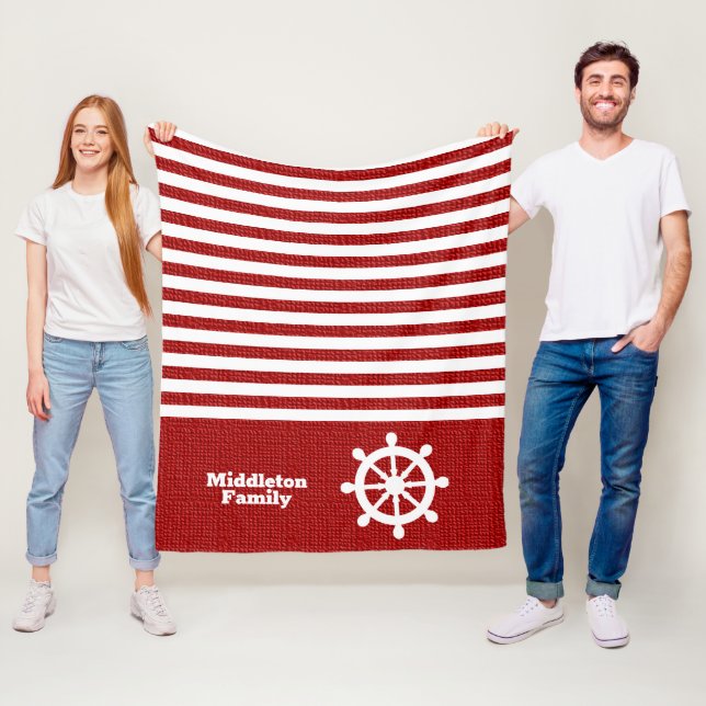 Manta Polar Bandas náuticas rojas y blancas (In situ)