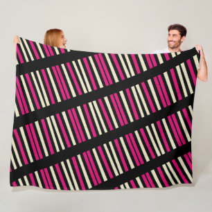 Manta Polar Bandas negras rosadas de marfil