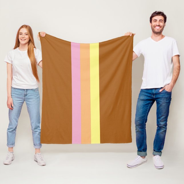 Manta Polar Bandas retro Tirar una funda (Naranja Multi) (In situ)