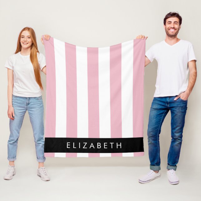 Manta Polar Bandas rosadas, Patrón rayado, Líneas, Su Nombre (In situ)