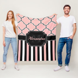 Manta Polar Bandas rosadas y cuatrefoil