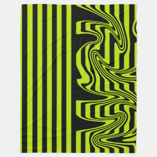 Manta Polar Bandas y Swirls - Lime Green y Black