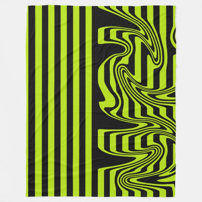 Manta Polar Bandas y Swirls - Lime Green y Black (Anverso)