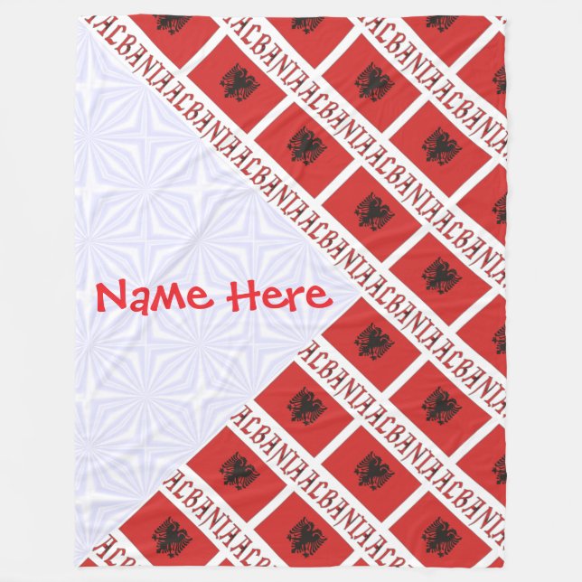 Manta Polar Bandera albanesa con azulejos personalizados grand (Anverso)