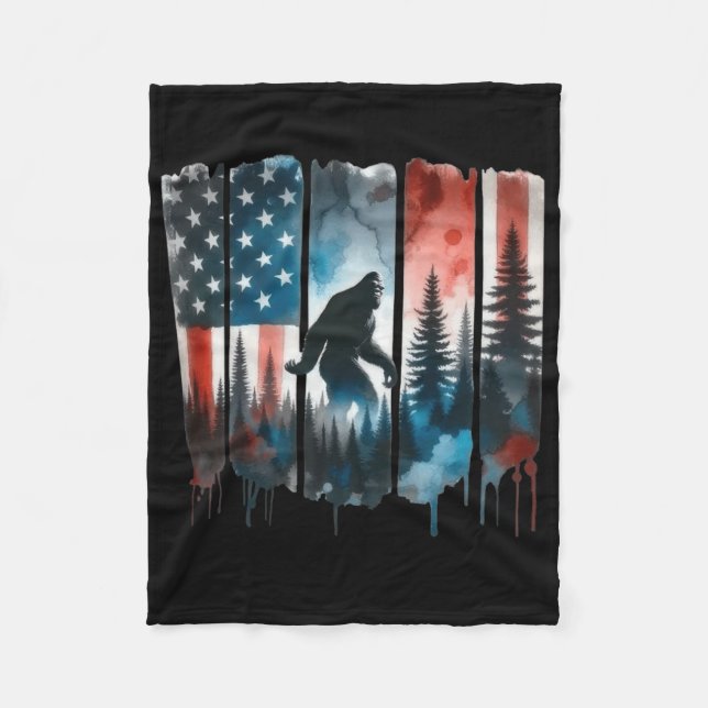 Manta Polar Bandera Americana De Pie Grande Sasquatch Patrióti (Anverso)