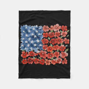 Manta Polar Bandera Americana Flor Retro Usa Patriótica 4 De J