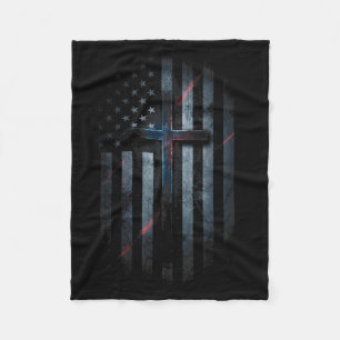 Manta Polar Bandera Americana Grunge Y Cruz Fe Familia Liberta