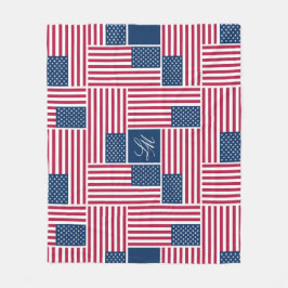 Manta Polar Bandera Americana Patriótica Monograma Americana