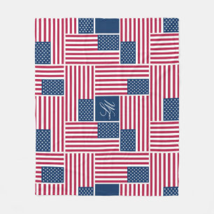 Manta Polar Bandera Americana Patriótica Monograma Americana