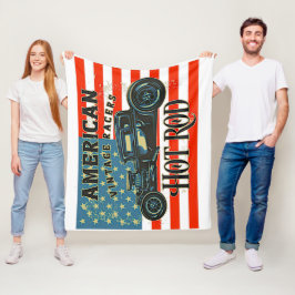 Manta Polar Bandera Americana Vintage Racers Hot Rod Car Mediu