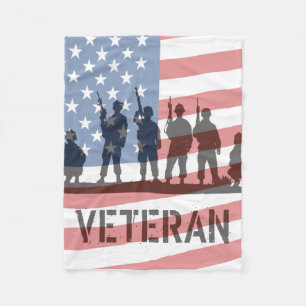 Manta Polar Bandera americana y soldados simples - veterano