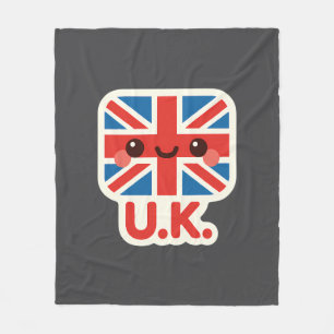 Manta Polar Bandera británica Kawaii - Diseño británico bonito