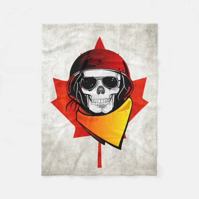 Manta Polar Bandera canadiense alterada por el cráneo rebelde (Anverso)