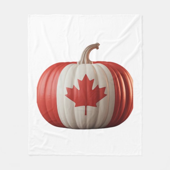 Manta Polar Bandera Canadiense Calabaza Maple Leaf Acción de G (Anverso)