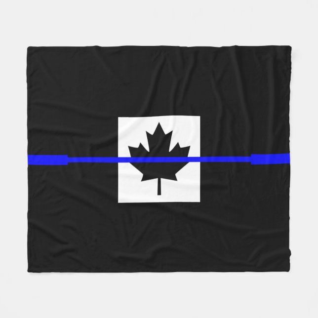 Manta Polar Bandera canadiense de delgada línea azul (Frente (Horizontal))