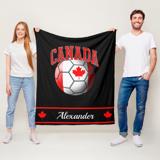 Manta Polar Bandera canadiense de fútbol | Nombre (In situ)