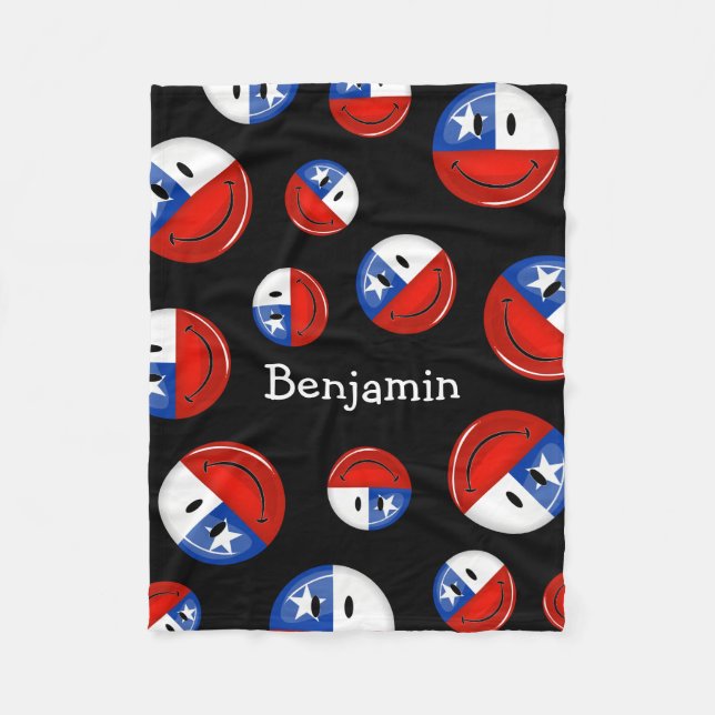 Manta Polar Bandera chilena sonriente de la ronda brillante (Anverso)