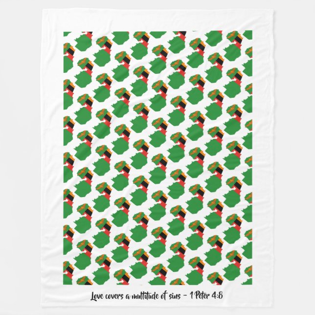 Manta Polar Bandera cristiana personalizado de Zambia (Anverso)