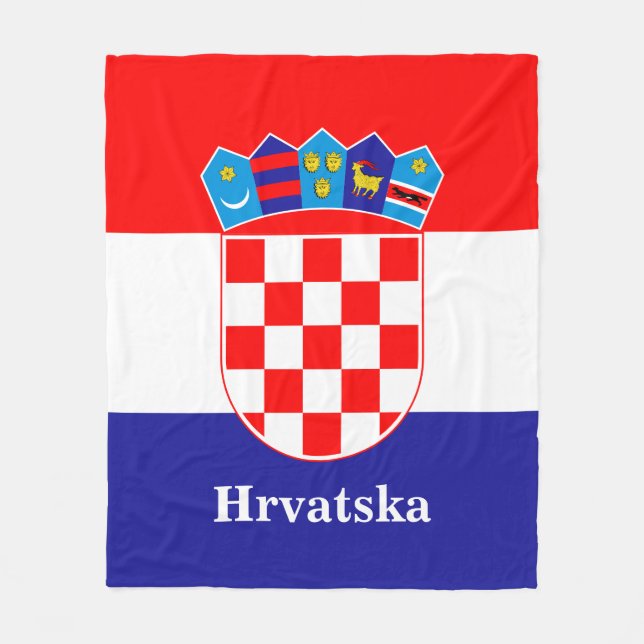 Manta Polar Bandera Croata Con Texto Personalizado Hrvatska (Anverso)