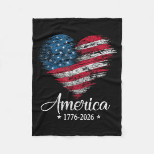 Manta Polar Bandera de América EE. UU. Corazón 1776 2026 4 de