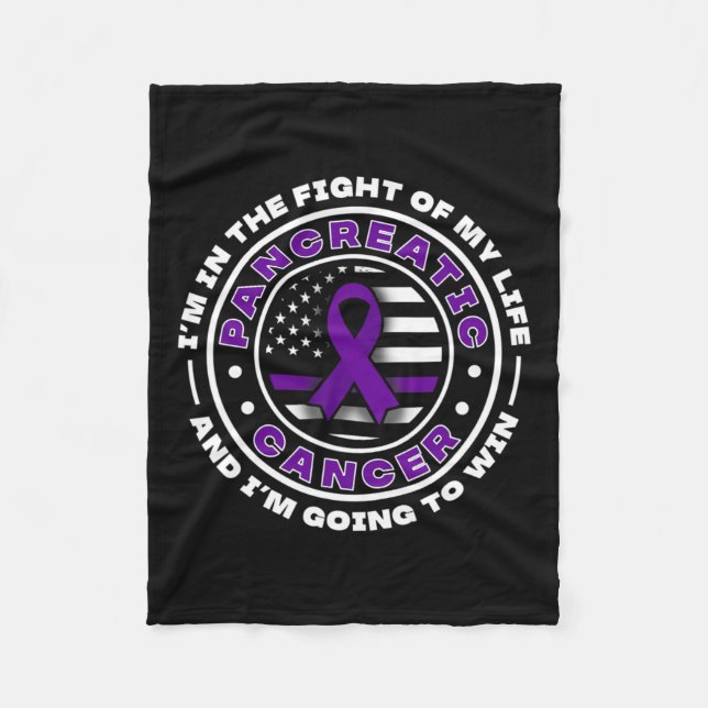 Manta Polar Bandera De Ee.Uu. Con Cintas Púrpura Para El Cánce (Anverso)