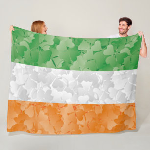 Manta Polar Bandera de Irlanda con un patrón de shamrock